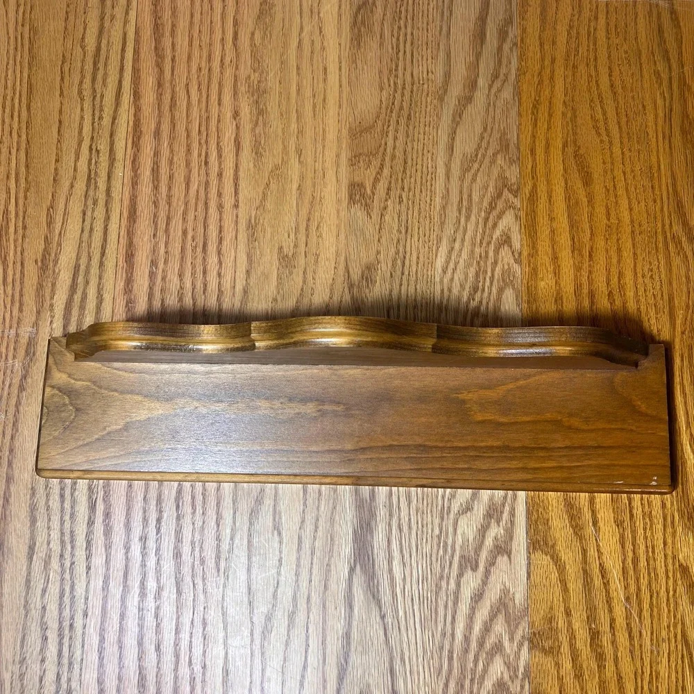 VTG Wood Wall Shelf Plate Groove Display Oak Farmhouse Country Wall Ledge 18
